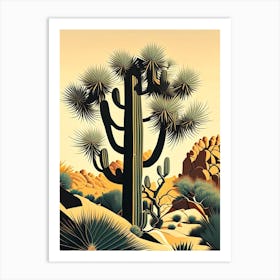 Joshua Tree Pattern Retro Illustration (5) Art Print