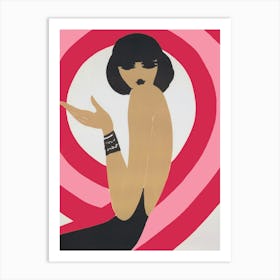 Woman and Pink Spirals, Retro Vintage Fashion Poster Art Print