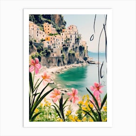 Amalfi Coast, Flower Collage 11 Art Print