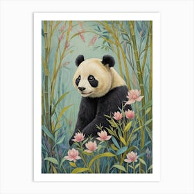 Floral Bamboo Panda Art Print