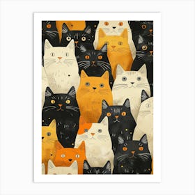 Perfectly Repeatable Artwork With Cute Cat Faces 40 Art Print