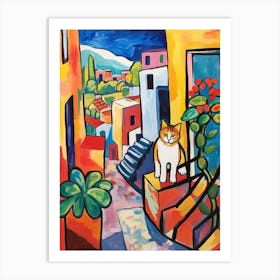 Painting Of A Cat In Taormina Italy 2 Art Print