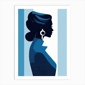 Profile of a Lady in Blue Art Print