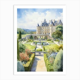 Château De Villandry Gardens, France Watercolour 1 Art Print