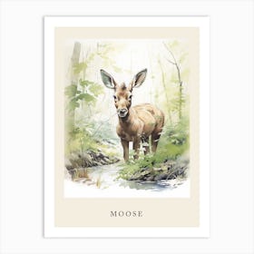 Beatrix Potter Inspired  Animal Watercolour Moose 2 Art Print
