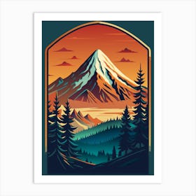 Mountain At Sunset Art Print