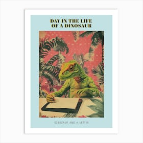 Dinosaur & A Letter Retro Collage 1 Poster Art Print