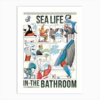 Sea life In The Bathroom Art Print