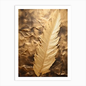 Gold Feather On A Golden Background Art Print