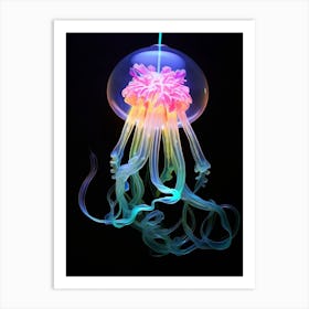 Moon Jellyfish Neon Illustration 5 Art Print