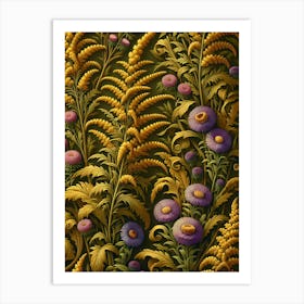 Goldenrod Stems Botanical Floral inspired by William Morris Art Print