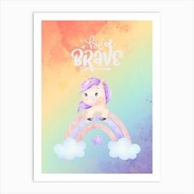 Unicorn On A Rainbow Art Print