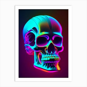 Skull With Neon Accents 2 Pop Art Art Print