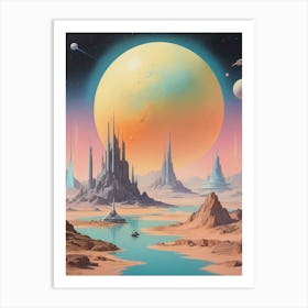 Alien Landscape vintage retro sci-fi art 2 Art Print