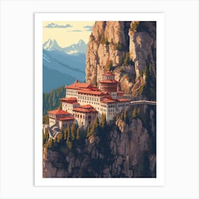 Sumela Monastery Pixel Art 3 Art Print