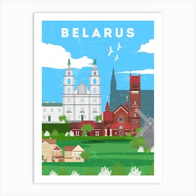 Minsk, Belarus - Retro travel minimalist poster 2 Art Print