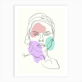 Portrait Of A Woman Hand Drawing Line Art 3 Art Print