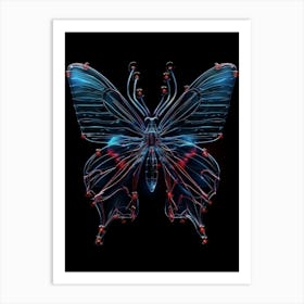 Butterfly On Black Background Art Print