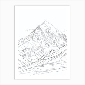 Mount Mckinley Denali Usa Line Drawing 6 Art Print