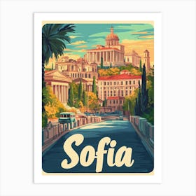 Aihrgdesign A Retro Travel Poster For Sofia 4 Art Print