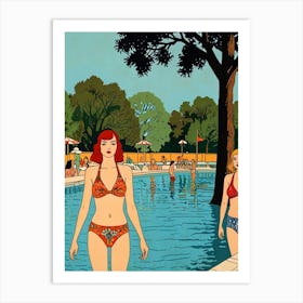 Two Women In Bikinis Art Print