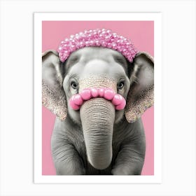 Elephant In Pink Art Print