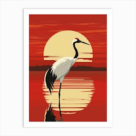 Crane At Sunset Art Print