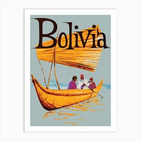 Bolivia, Fishermen, In Traditional Boat Art Print