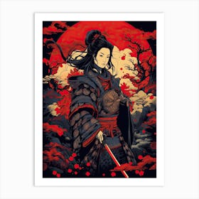 Samurai Ukiyo E Style Illustration 5 Art Print