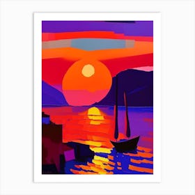 Santorini Greece Sunset Abstract Art Print