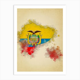 Ecuador Flag Vintage Art Print