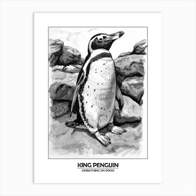 Penguin Sunbathing On Rocks Poster 6 Art Print