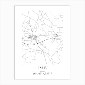 Ikast,Denmark Minimalist Map Art Print