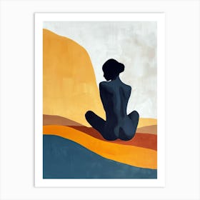 Nude Woman In The Desert, Boho Art Print