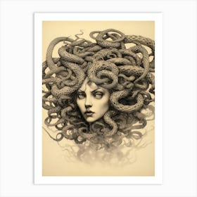 Medusa Pencil Style Illustration Art Print