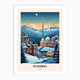 Winter Night  Travel Poster Istanbul Turkey 1 Art Print