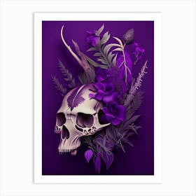 Animal Skull Purple Botanical Art Print