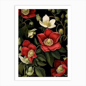 Hellebore 1 William Morris Style Winter Florals Art Print