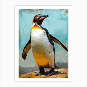 Galapagos Penguin Saunders Island Colour Block Painting 2 Art Print