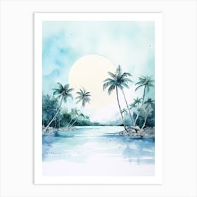 Watercolour Of Matira Beach   Bora Bora French Polynesia 2 Art Print