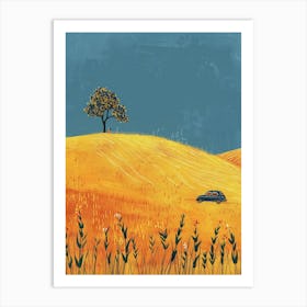 Car In The Field Canvas Print Art Print