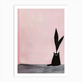 Black Cat With Feathers Art Print