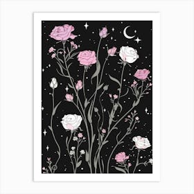 Roses In The Night Sky Art Print