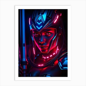 Futuristic Amazone Warrior - Diverse Art Illustration 91 Art Print