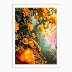 Fantasy Flowers In A Forest Art Print