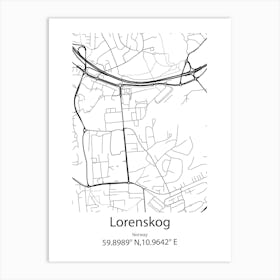 Lorenskog,Norway Minimalist Map Art Print