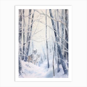 Winter Watercolour Lynx 4 Art Print