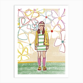 Girl With Flowers Art Print