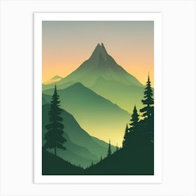 Misty Mountains Vertical Background In Green Tone 11 Art Print