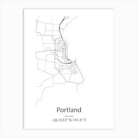 Portland,Australia Minimalist Map Art Print